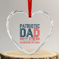 Patriotic Dad 250 Years Heart Crystal Glass Ornament Est. 1776 Funny USA Semiquincentennial - Wonder Print Shop