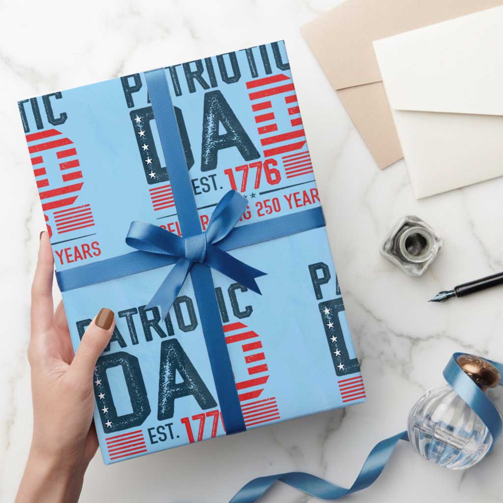Patriotic Dad 250 Years Wrapping Paper Roll Est. 1776 Funny USA Semiquincentennial - Wonder Print Shop
