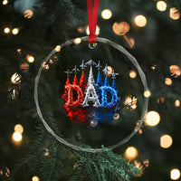 Patriotic Dad Jet Fighter American Flag 4th of July Crystal Glass Ornament