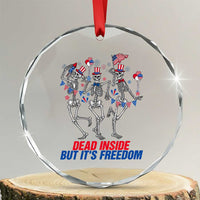 Patriotic Dancing Skeleton Crystal Glass Ornament Dead Inside But Its Freedom