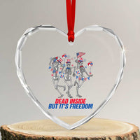 Patriotic Dancing Skeleton Heart Crystal Glass Ornament Dead Inside But Its Freedom