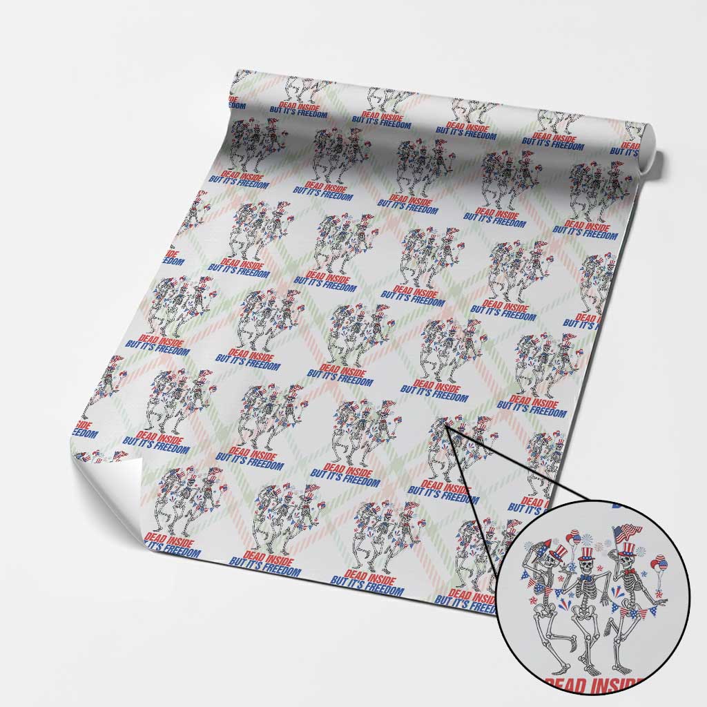 Patriotic Dancing Skeleton Wrapping Paper Roll Dead Inside But Its Freedom