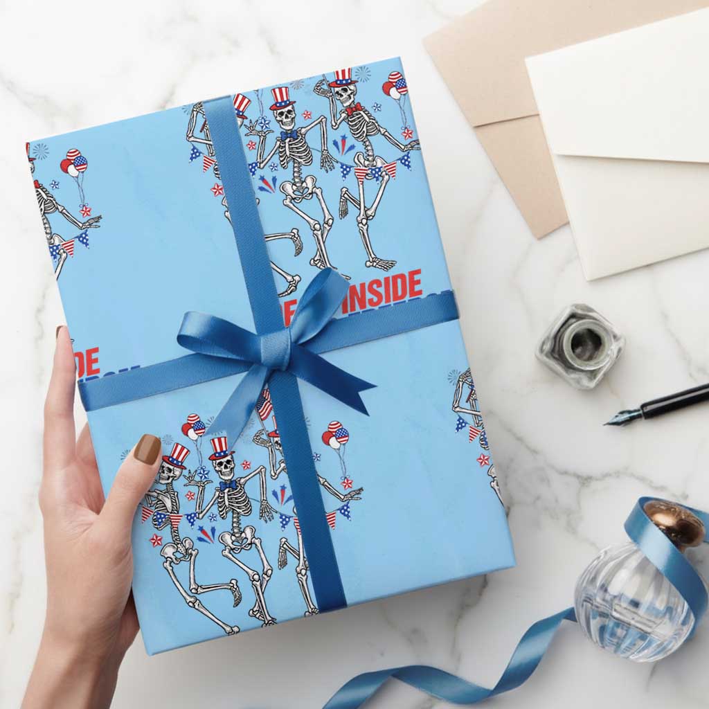Patriotic Dancing Skeleton Wrapping Paper Roll Dead Inside But Its Freedom