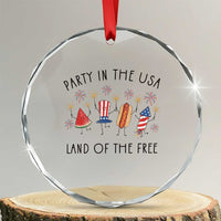 Patriotic Doodle Crystal Glass Ornament Watermelon Hotdog Firework Cute Fourth of July