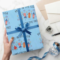 Patriotic Doodle Wrapping Paper Roll Watermelon Hotdog Firework Cute Fourth of July