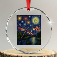Patriotic Dragonfly Starry Night Swirls Crystal Glass Ornament Nature Lovers