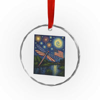 Patriotic Dragonfly Starry Night Swirls Crystal Glass Ornament Nature Lovers