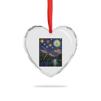 Patriotic Dragonfly Starry Night Swirls Heart Crystal Glass Ornament Nature Lovers