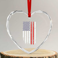 Patriotic Drummer Heart Crystal Glass Ornament Percussionist Gift Drumming Drumsticks American Flag