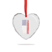 Patriotic Drummer Heart Crystal Glass Ornament Percussionist Gift Drumming Drumsticks American Flag