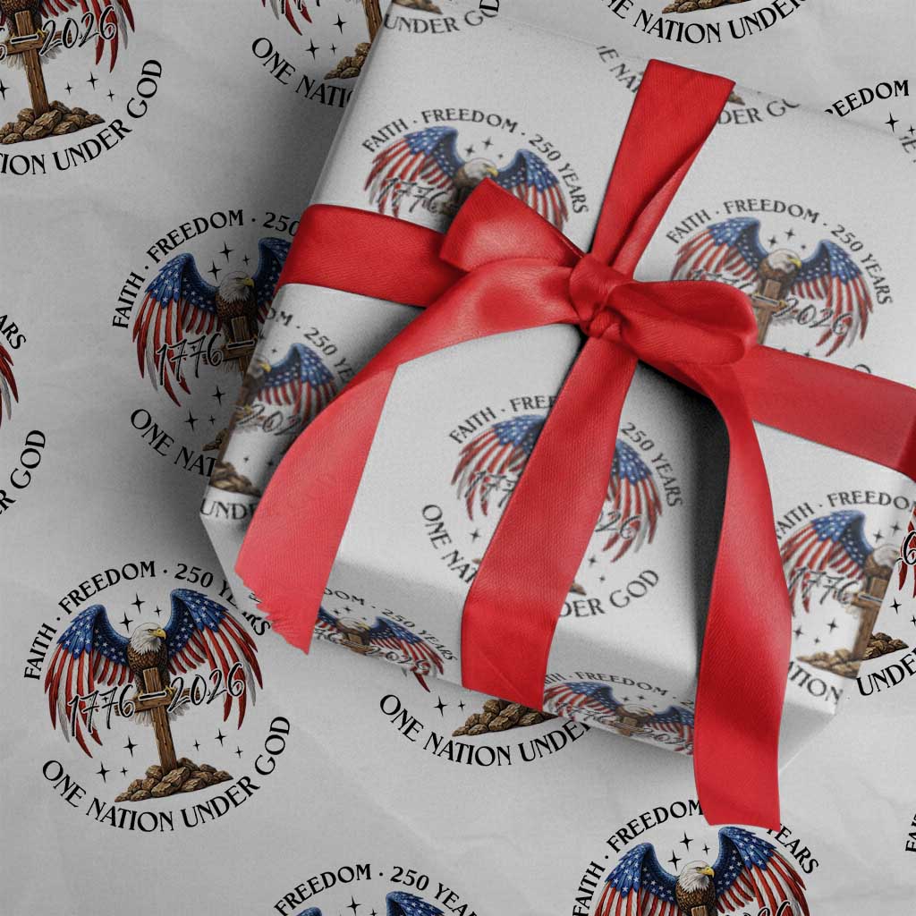 Patriotic Eagle Cross One Nation Under God Wrapping Paper Roll 250th Anniversary