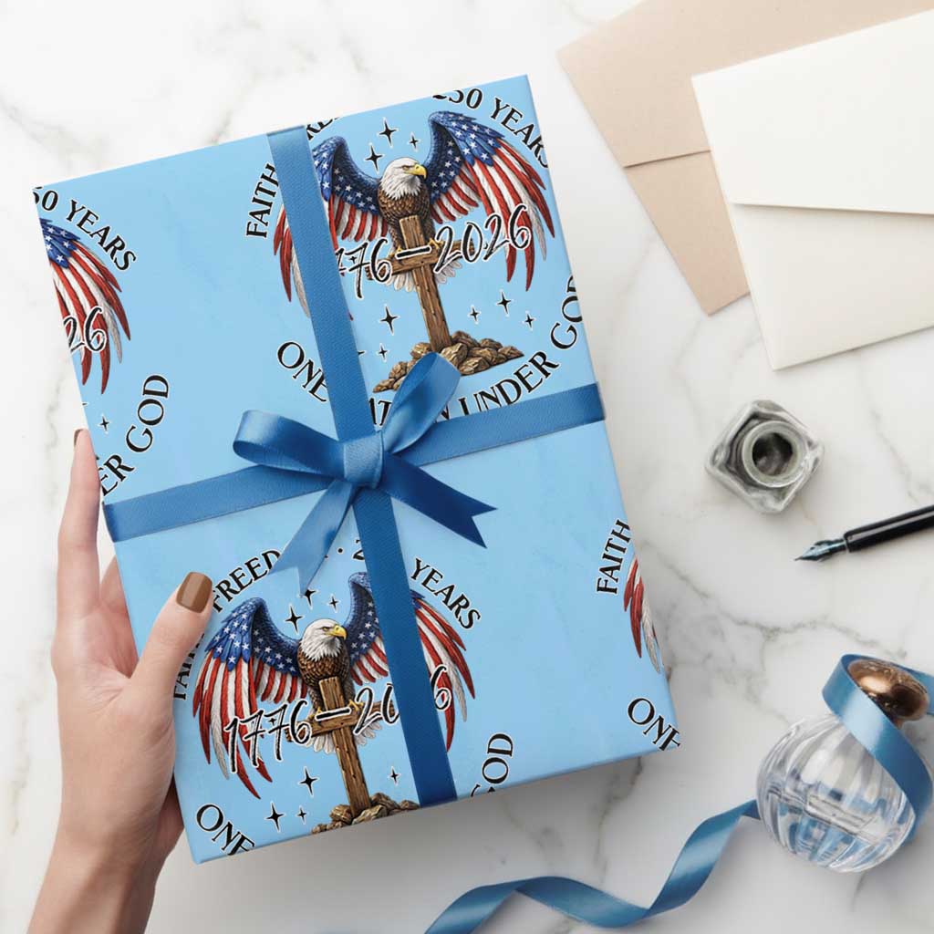 Patriotic Eagle Cross One Nation Under God Wrapping Paper Roll 250th Anniversary