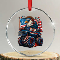 Patriotic Eagle Driving Monster Truck Crystal Glass Ornament 4th of July USA Flag Freedom TS02
