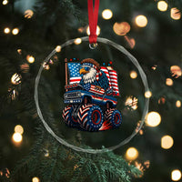 Patriotic Eagle Driving Monster Truck Crystal Glass Ornament 4th of July USA Flag Freedom TS02