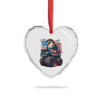 Patriotic Eagle Driving Monster Truck Heart Crystal Glass Ornament 4th of July USA Flag Freedom - Wonder Print Shop