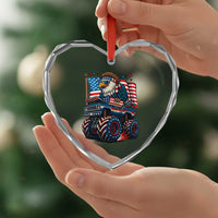 Patriotic Eagle Driving Monster Truck Heart Crystal Glass Ornament 4th of July USA Flag Freedom - Wonder Print Shop