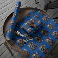 Patriotic Eagle Driving Monster Truck Wrapping Paper Roll 4th of July USA Flag Freedom - Wonder Print Shop