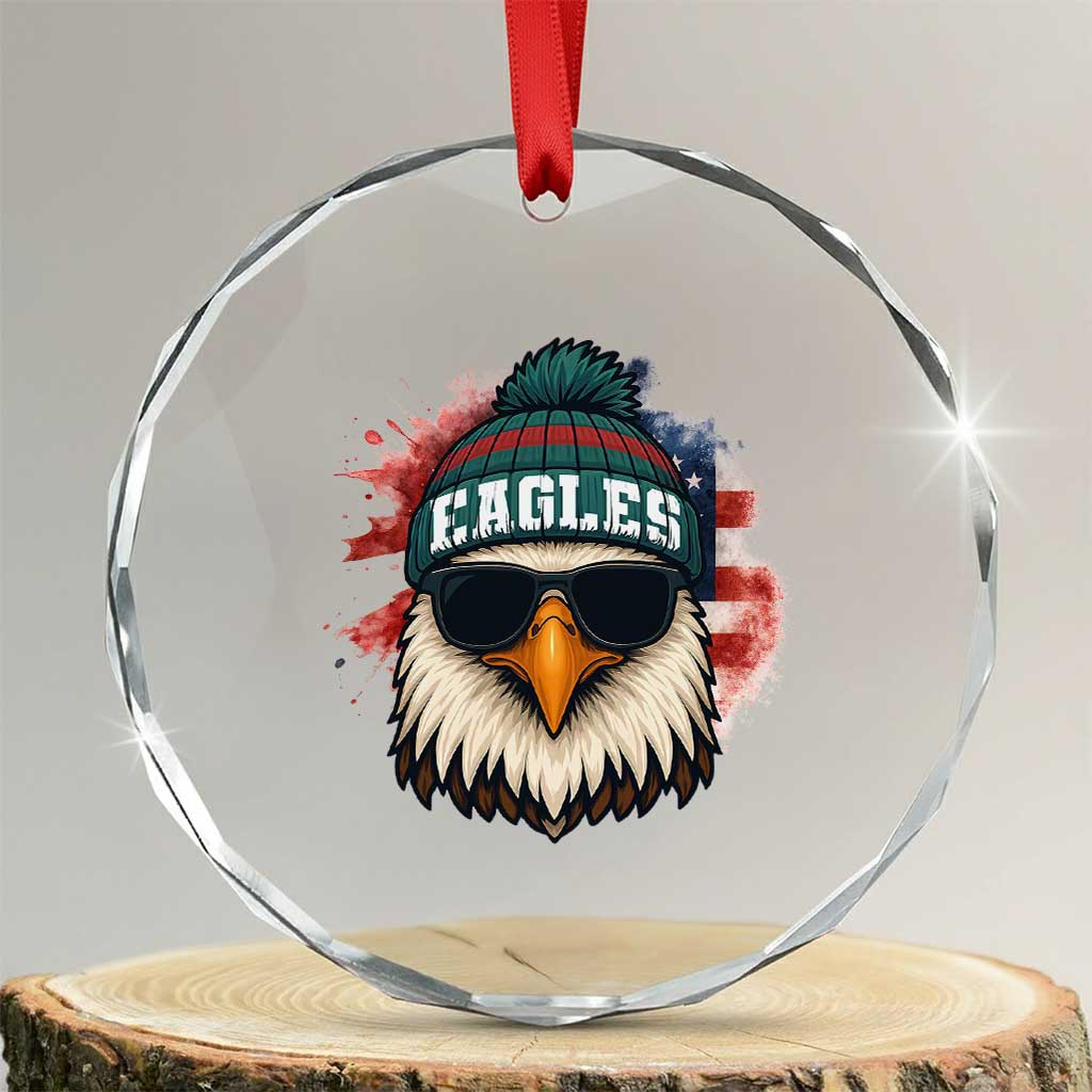 Patriotic Eagle Football Crystal Glass Ornament American Flag Pride Gift - Wonder Print Shop