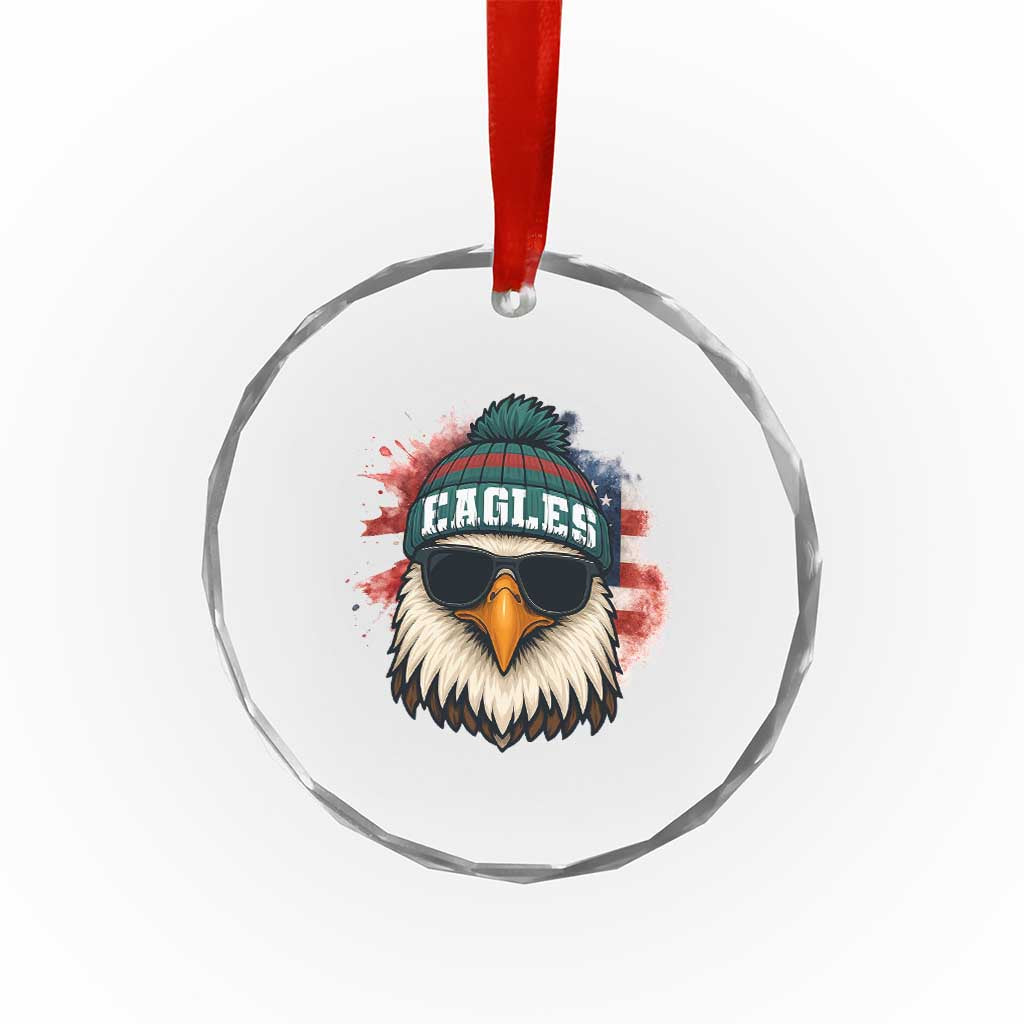 Patriotic Eagle Football Crystal Glass Ornament American Flag Pride Gift - Wonder Print Shop