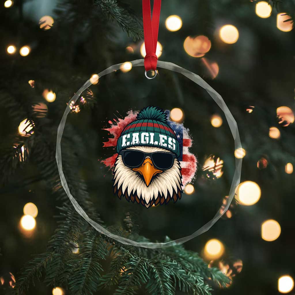 Patriotic Eagle Football Crystal Glass Ornament American Flag Pride Gift - Wonder Print Shop