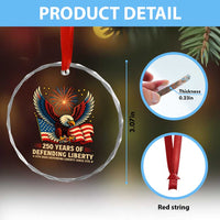 Patriotic Eagle US Army 250th Anniversary Crystal Glass Ornament 250 Years of Defending Liberty 1775 2025 TS02