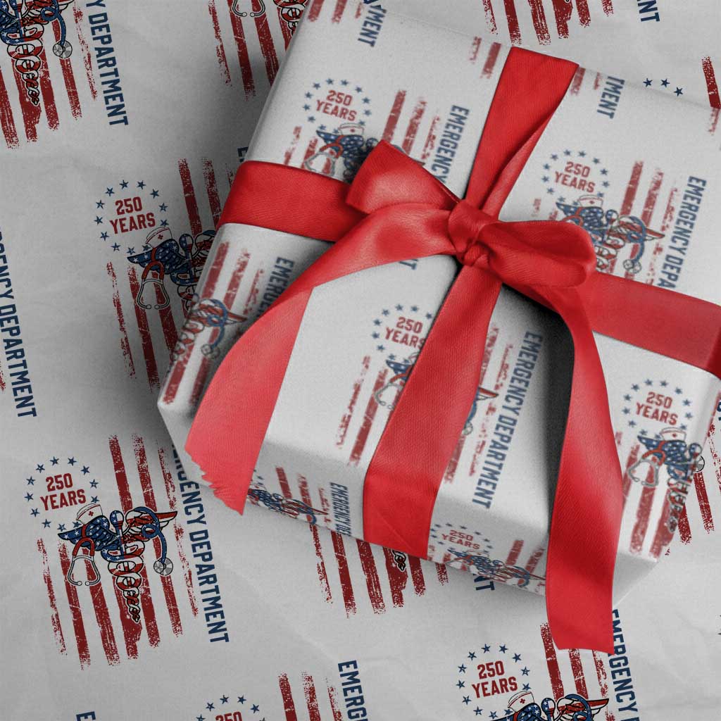 Patriotic ED Nurse Gift Wrapping Paper Roll 250 Years Of Emergency Department