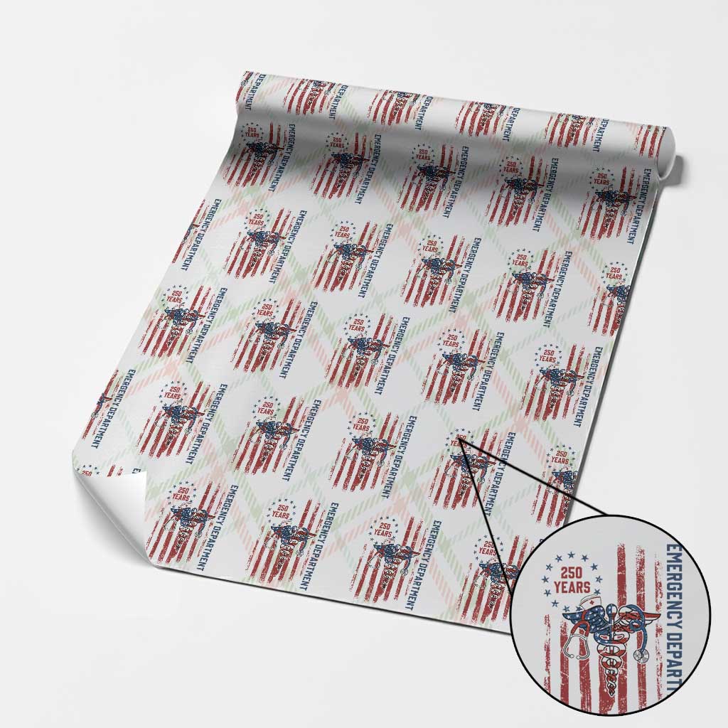 Patriotic ED Nurse Gift Wrapping Paper Roll 250 Years Of Emergency Department