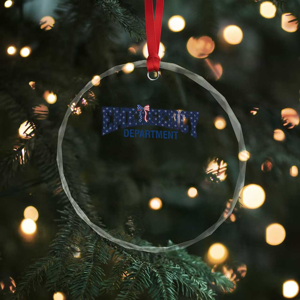 Patriotic ER Nurse Gift Crystal Glass Ornament America 250th Anniversary