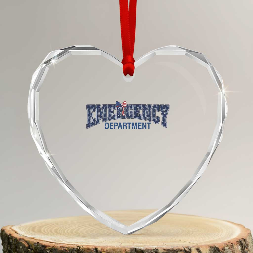 Patriotic ER Nurse Gift Heart Crystal Glass Ornament America 250th Anniversary