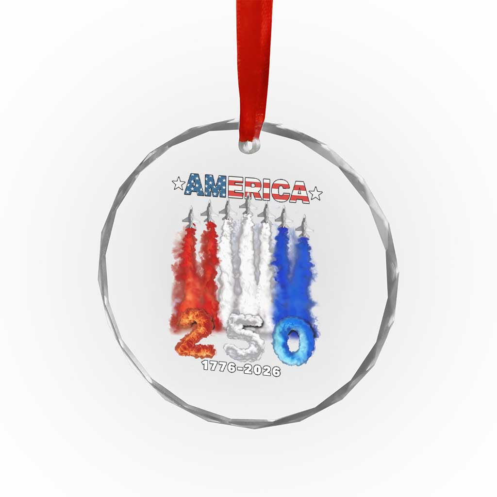 Patriotic Fighter Jets Crystal Glass Ornament USA 250 Years Of Freedom