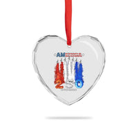 Patriotic Fighter Jets Heart Crystal Glass Ornament USA 250 Years Of Freedom