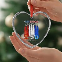 Patriotic Fighter Jets Heart Crystal Glass Ornament USA 250 Years Of Freedom