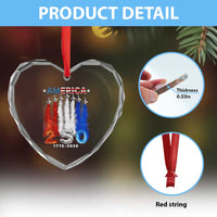 Patriotic Fighter Jets Heart Crystal Glass Ornament USA 250 Years Of Freedom