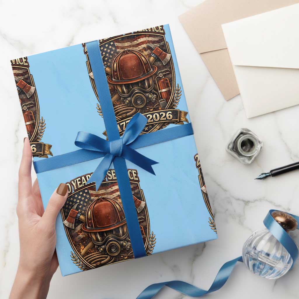 Patriotic Firefighter 250 Years Of Service USA Anniversary Gift Wrapping Paper Roll