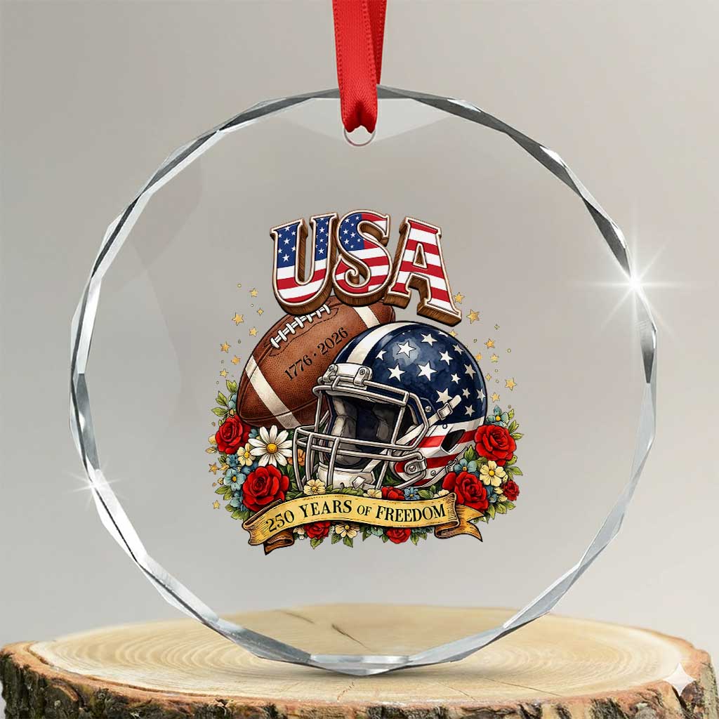 Patriotic Floral Baseball Crystal Glass Ornament USA 250th Anniversary Gift