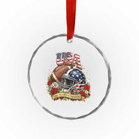 Patriotic Floral Baseball Crystal Glass Ornament USA 250th Anniversary Gift