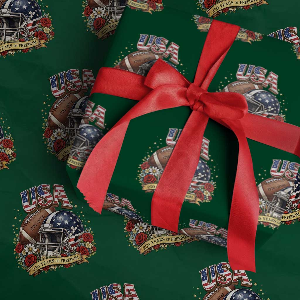 Patriotic Floral Baseball Wrapping Paper Roll USA 250th Anniversary Gift
