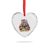 Patriotic Floral Baseball Heart Crystal Glass Ornament USA 250th Anniversary Gift