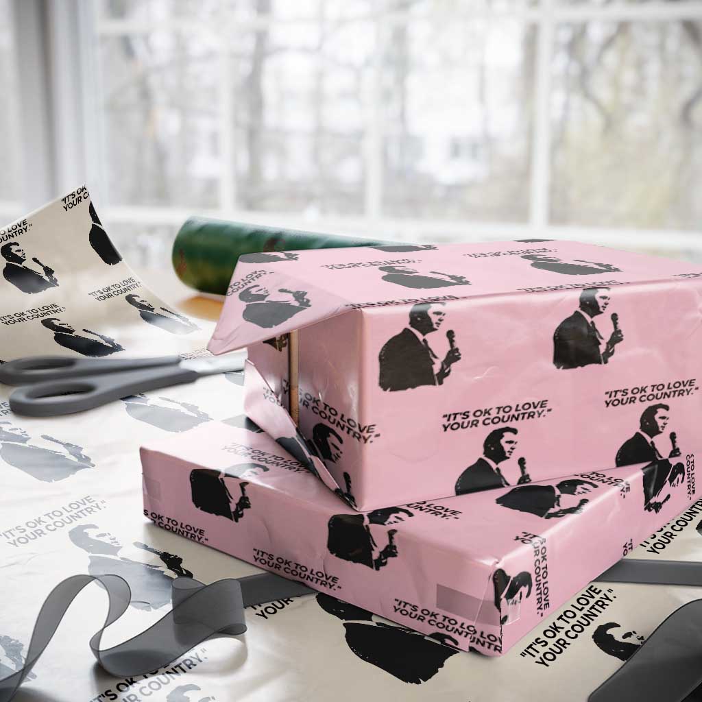 Patriotic Freedom Charlie Kirk Legacy Wrapping Paper Roll It’s OK to Love Your Country - Wonder Print Shop