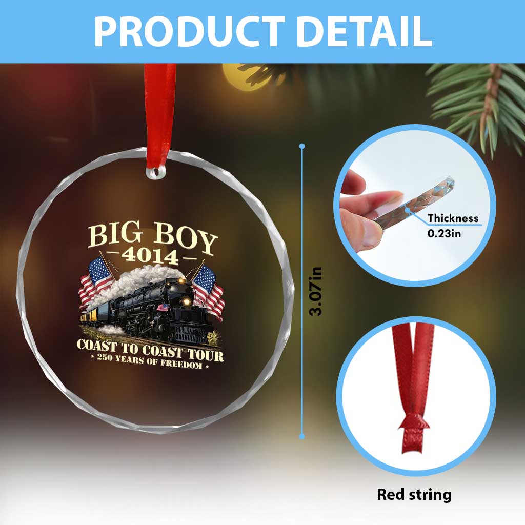 Patriotic Freedom Express Coast to Coast Crystal Glass Ornament Steam Train Legend Heritage Pride