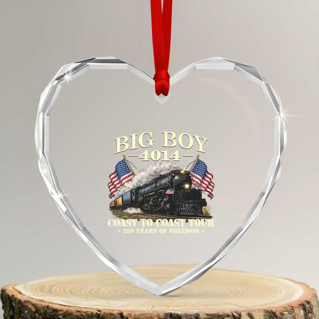 Patriotic Freedom Express Coast to Coast Heart Crystal Glass Ornament Steam Train Legend Heritage Pride