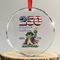 Patriotic Frog Raising The Torch Crystal Glass Ornament 250 Years Of Freedom
