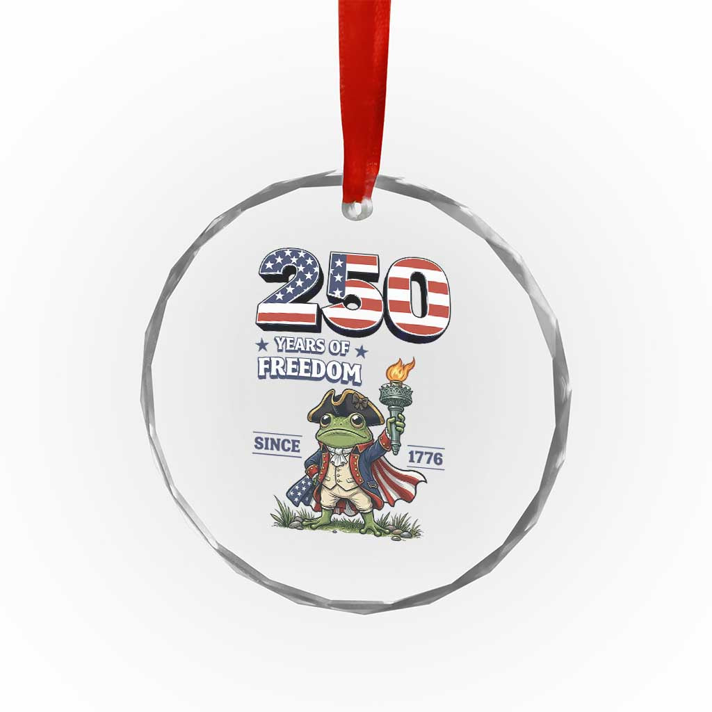 Patriotic Frog Raising The Torch Crystal Glass Ornament 250 Years Of Freedom