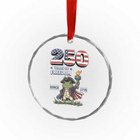 Patriotic Frog Raising The Torch Crystal Glass Ornament 250 Years Of Freedom