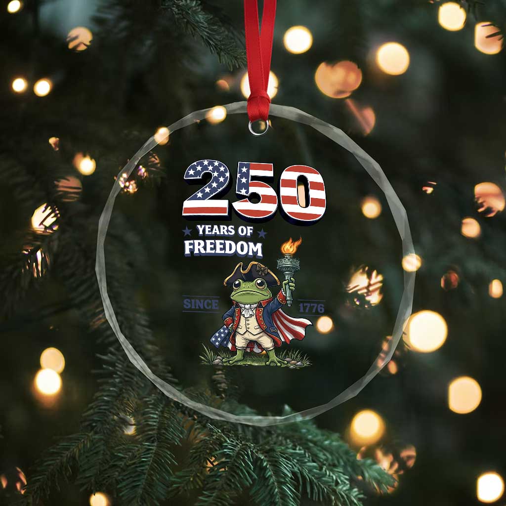 Patriotic Frog Raising The Torch Crystal Glass Ornament 250 Years Of Freedom