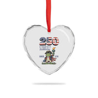 Patriotic Frog Raising The Torch Heart Crystal Glass Ornament 250 Years Of Freedom