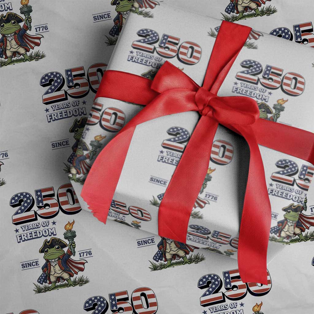 Patriotic Frog Raising The Torch Wrapping Paper Roll 250 Years Of Freedom