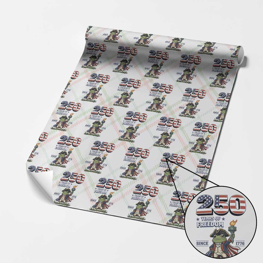 Patriotic Frog Raising The Torch Wrapping Paper Roll 250 Years Of Freedom