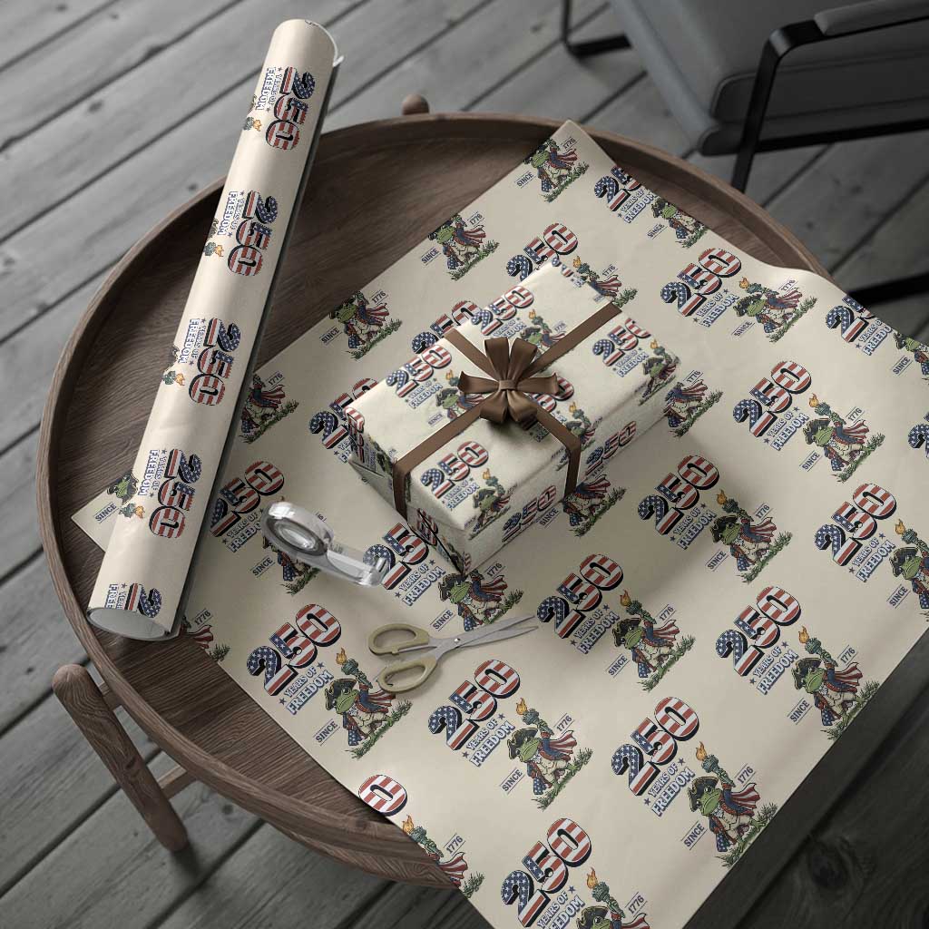 Patriotic Frog Raising The Torch Wrapping Paper Roll 250 Years Of Freedom