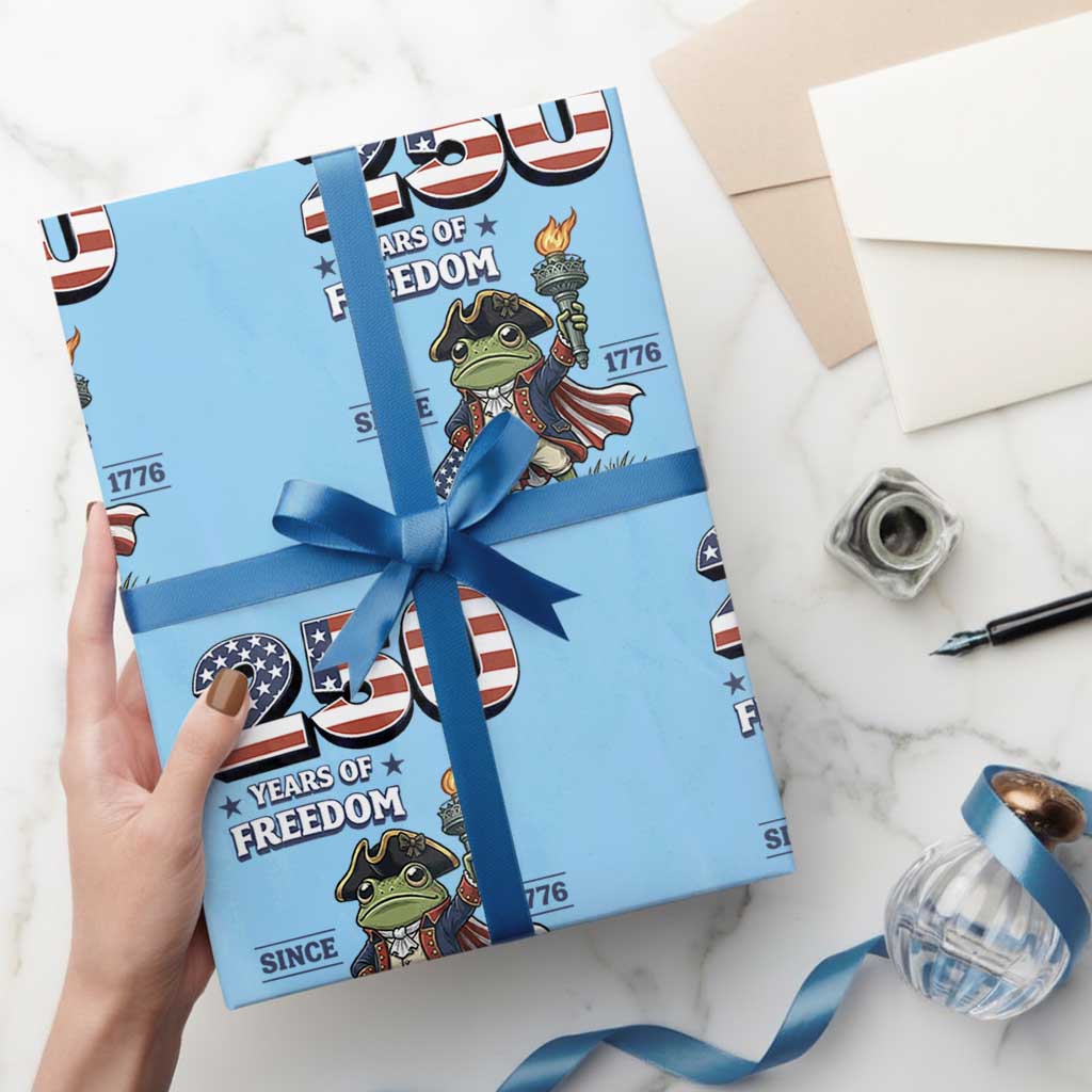 Patriotic Frog Raising The Torch Wrapping Paper Roll 250 Years Of Freedom